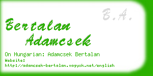 bertalan adamcsek business card